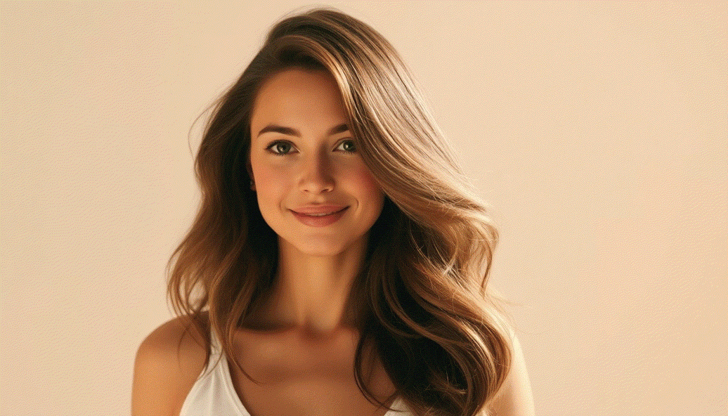 Woman with fine hair wearing natural-looking Halo Hair Extensions adding volume without damage