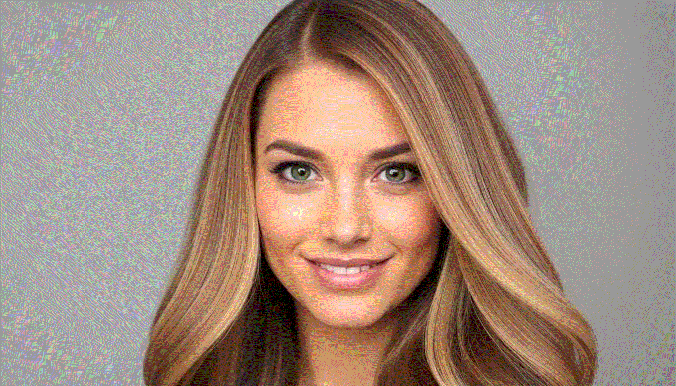 woman fitting halo hair extensions with invisible wire for added volume and length