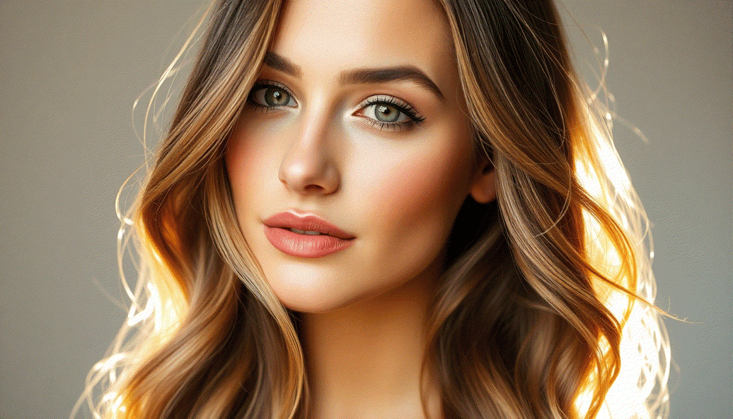 Woman with glowing skin applying skin-friendly makeup for a natural, healthy look