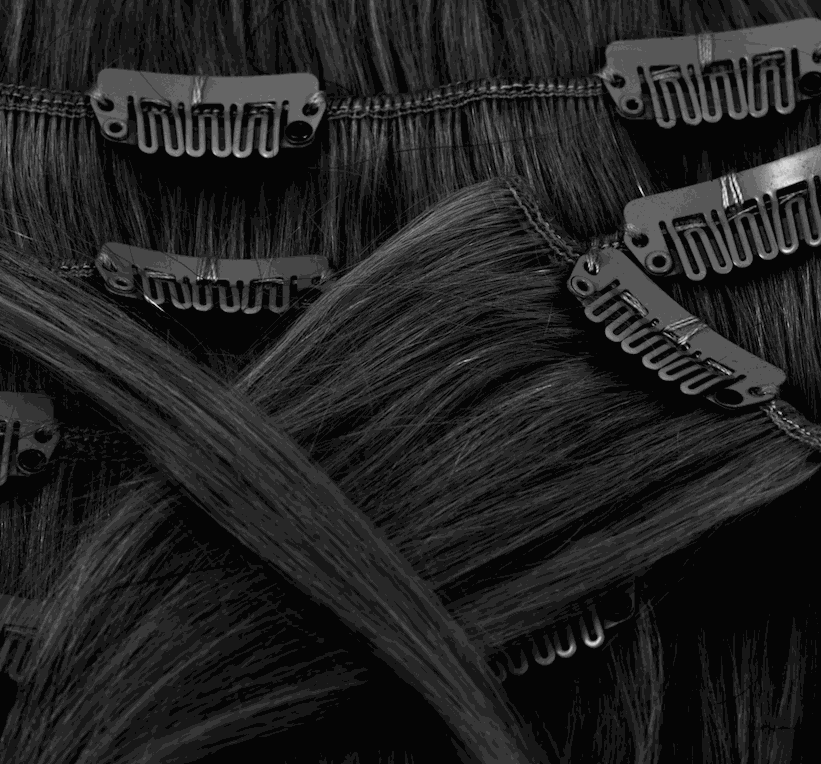 Deluxe Head Clip-In set of 100% Indian Remy human hair with 12 pre-sewn clips for easy application and natural volume enhancement