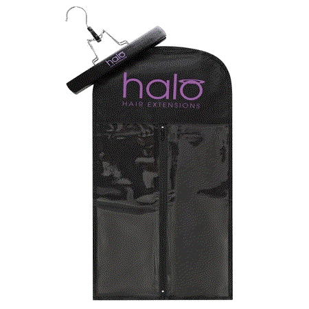 Hair extension accessories and tools including pliers, beads, tape, and gift cards displayed on a table
