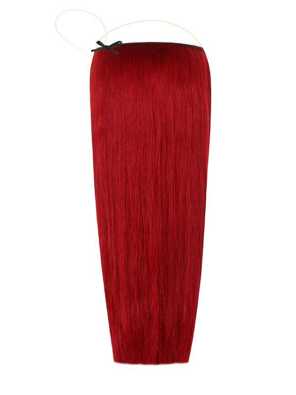 Deluxe Halo Hair Extensions vibrant red #35 adjustable clear wire no clips no glue
