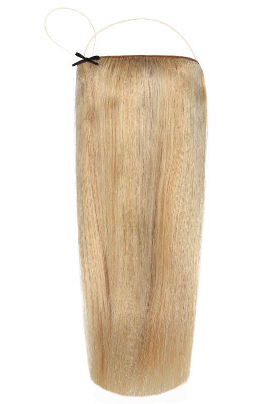 Deluxe Halo Hair Extensions Hollywood Blonde #22/60 Ash with adjustable clear wire and no-damage natural finish
