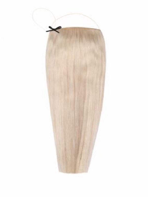 Premium halo ash blonde hair extensions with adjustable clear wire and no clips or glue