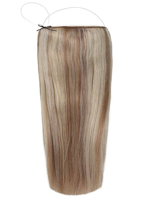 Deluxe Halo Hair Extensions Champagne Royale #11/60 Ash color with adjustable clear wire and no-damage design