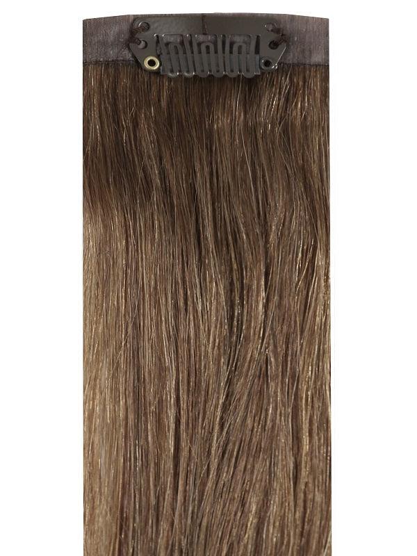 VIP Seamless Clips dark ash brown #7 hair extensions set with 21 clips and 18-inch length
