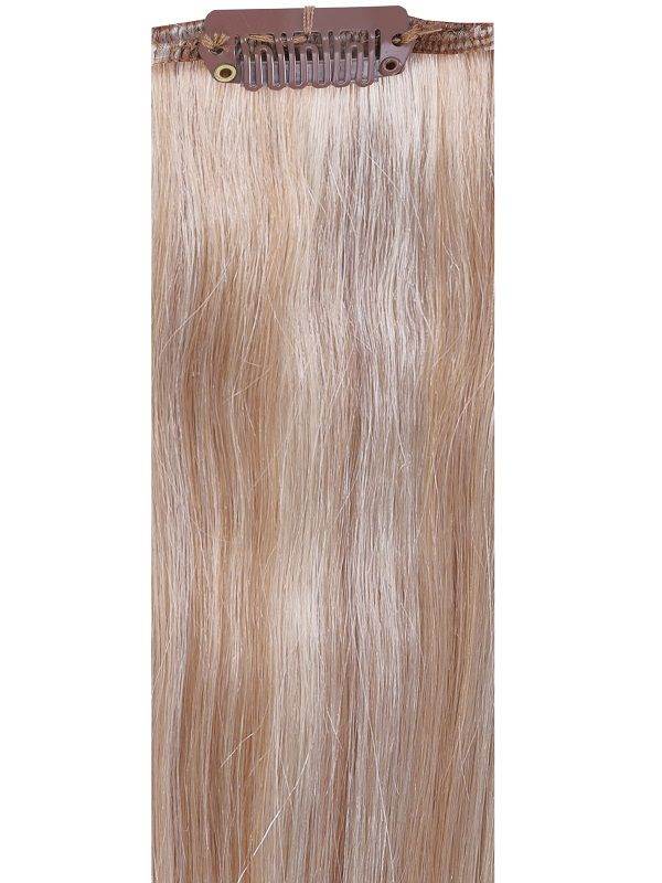 Premium head clip-in hair extensions mixed #17 ash blonde, 16 pieces, 100% Indian Remy human hair