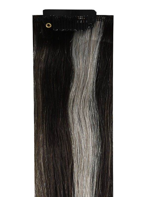 Full Head Clip-In Hair Extensions Salt & Pepper #5AA/Silver 16-24 inch 100% Indian Remy Human Hair