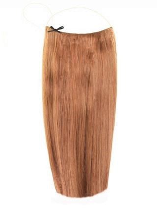 Deluxe Halo Hair Extensions Chestnut #8 with adjustable clear wire and no-damage application