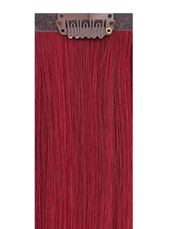 VIP Seamless Clips vibrant red #35 18-inch Indian Remy human hair extensions with 21 clips