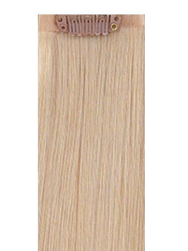 VIP Seamless Clips Swedish Blonde #20 hair extensions with 21 clips and 18-inch length