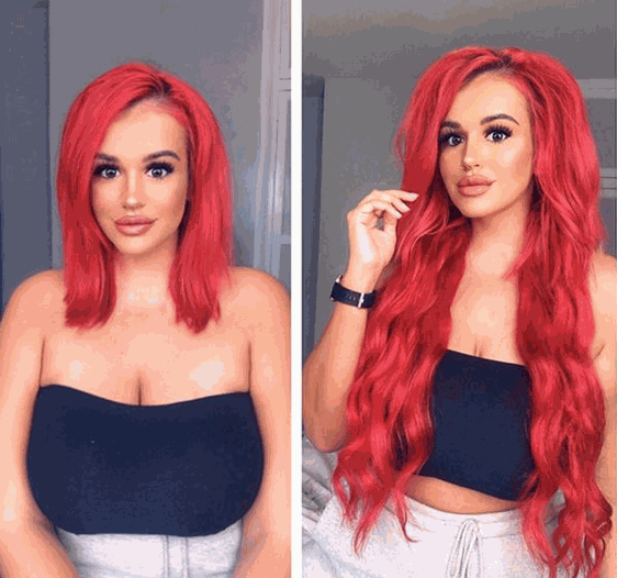 Premium Head Clip-In Red Hair Extensions