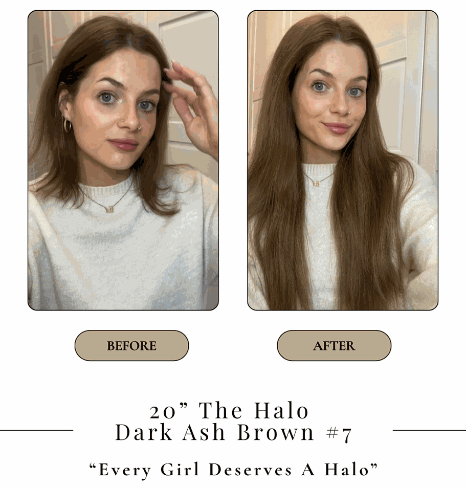 Half Head Dark Ash Brown #7 Clip In Hair Extensions