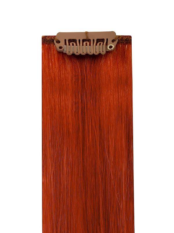 Premium Head Clip-In Hair Extensions in Copper #29 color showing multiple clips and lengths