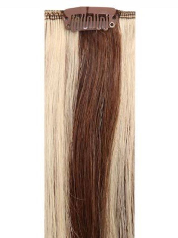 Premium head clip-in mixed #4/613 Indian Remy human hair extensions with 28 clips and multiple lengths
