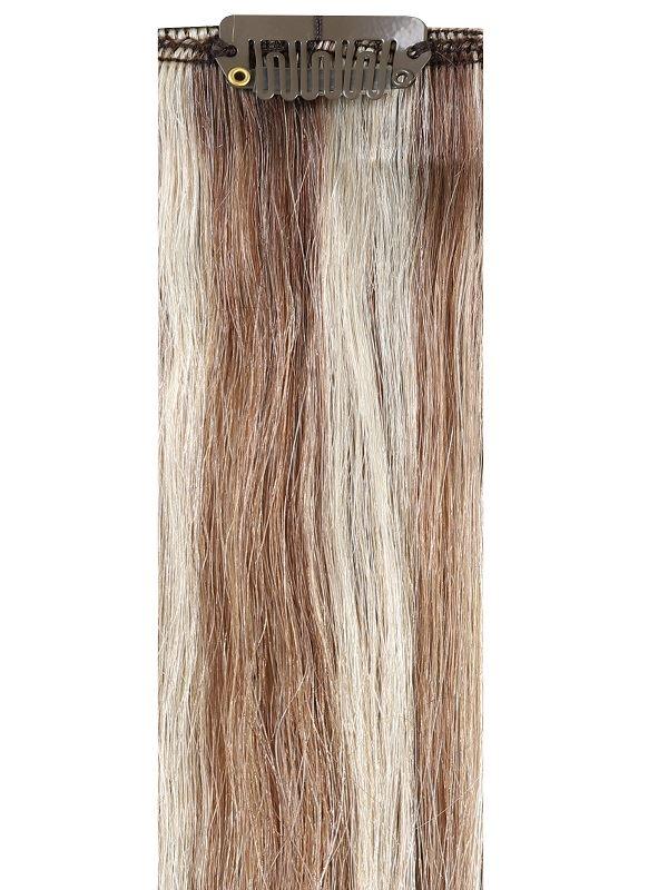 Full head clip-in hair extensions Cookies 'n Cream #5A Ash 16 to 24 inch Indian Remy human hair with 14 clips