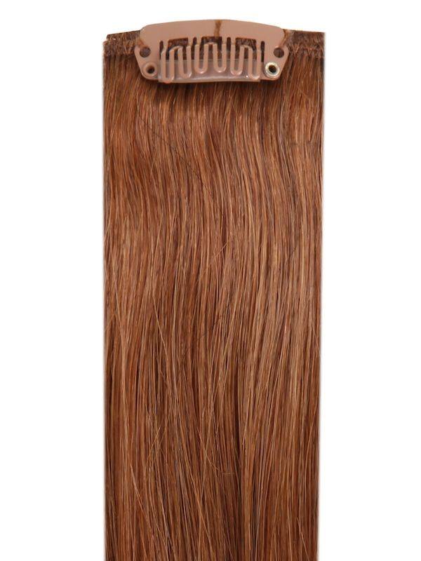 Premium clip-in light brown #6 hair extensions 100% Indian Remy human hair with 28 clips and 16 pieces