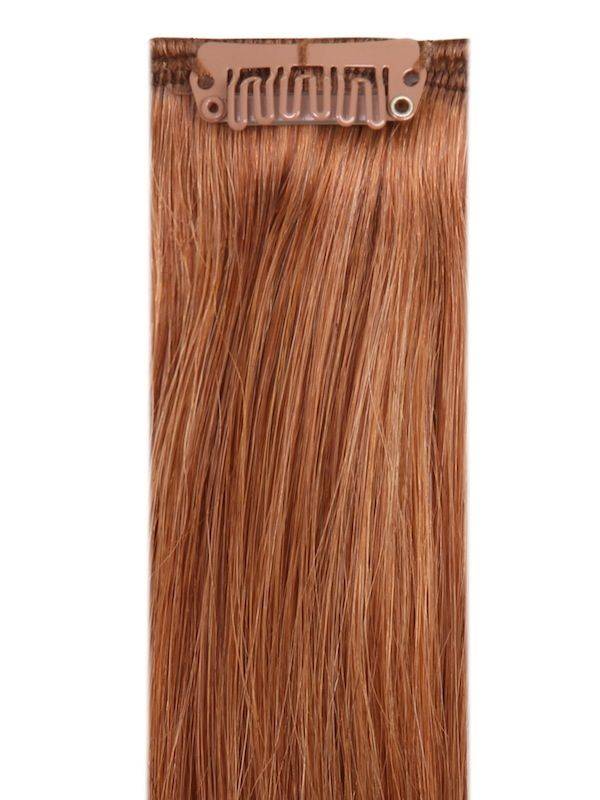 Full head clip-in hair extensions in light chestnut #10, 16-24 inches, 100% Indian Remy human hair