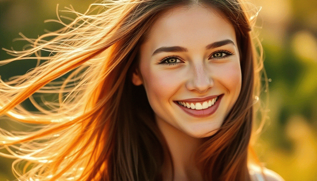 Close-up of luxurious Remy hair extensions showcasing smooth, tangle-free strands with natural shine and texture