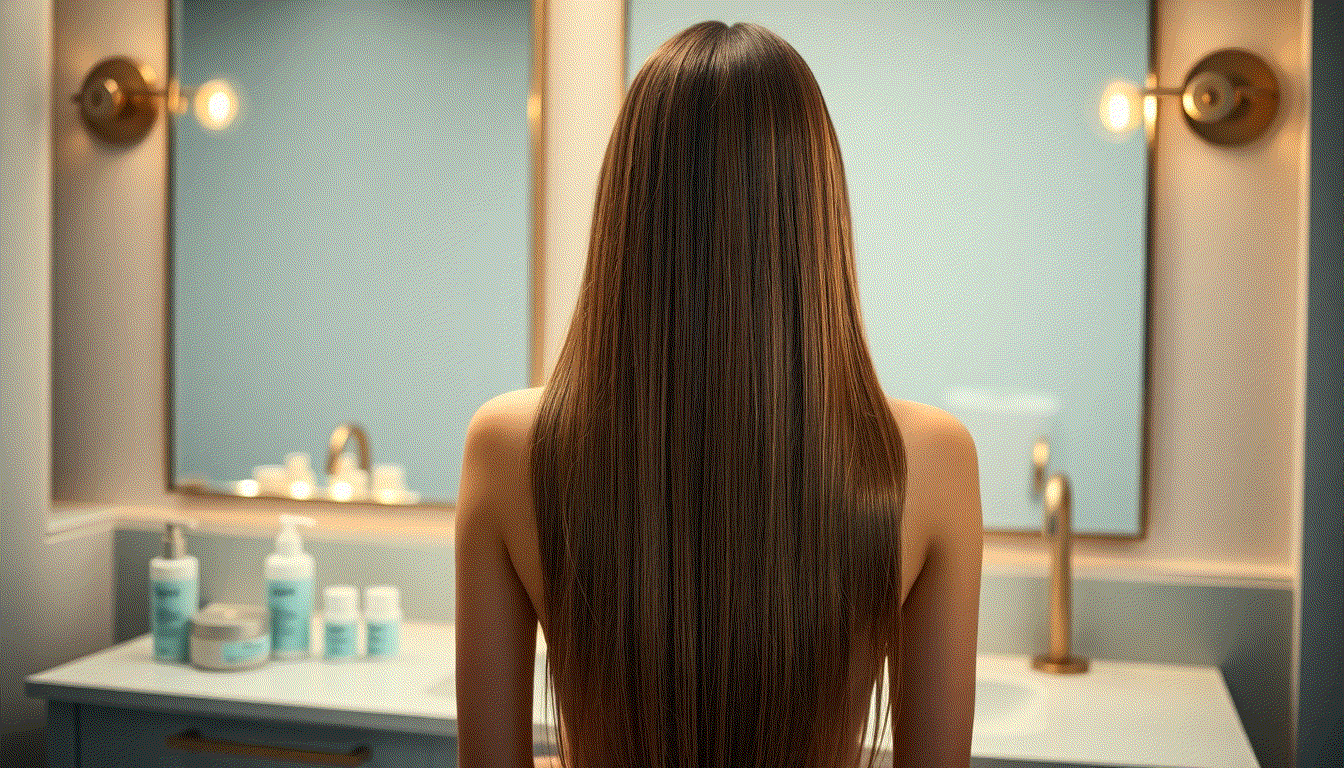 Close-up of silky, natural-looking Halo hair extensions on a mannequin head.