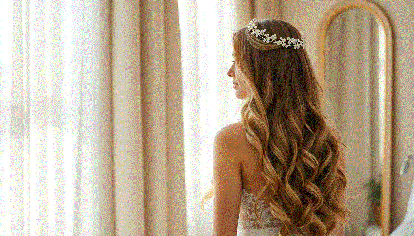 Bride with elegant wedding hairstyle enhanced by natural-looking Halo Hair Extensions