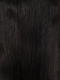 Clip-in hair extensions, Bang Booster - Natural Black #1B, sleek straight strands in a deep natural black shade.