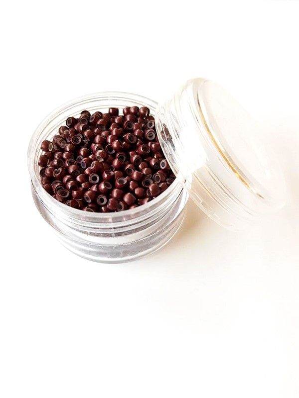 100 Plum Nano Rings silicone-lined beads for hair extensions in plum red color