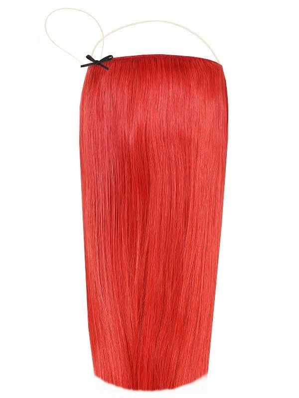 Deluxe Halo Hair Extensions red color with adjustable clear wire and no-damage design