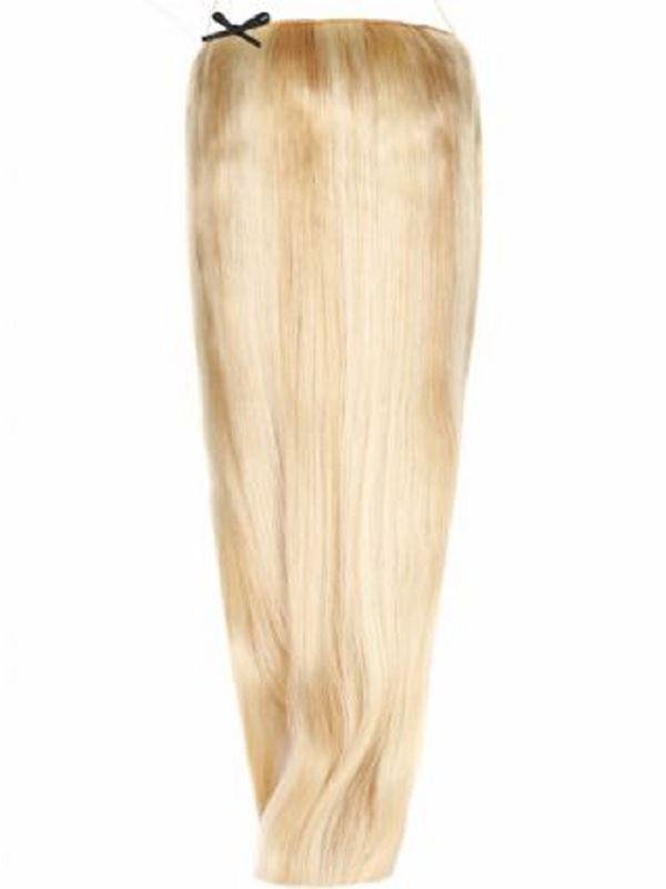 Premium Halo Hair Extensions Mixed #20/60 with adjustable clear wire, no clips, natural finish, 16" and 20" lengths