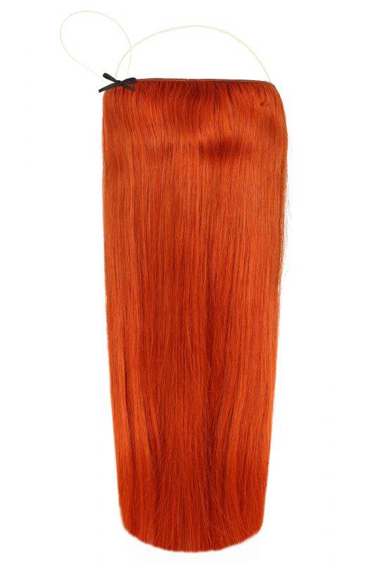 Halo Inferno Hair Extensions with adjustable clear wire for natural look on fine hair