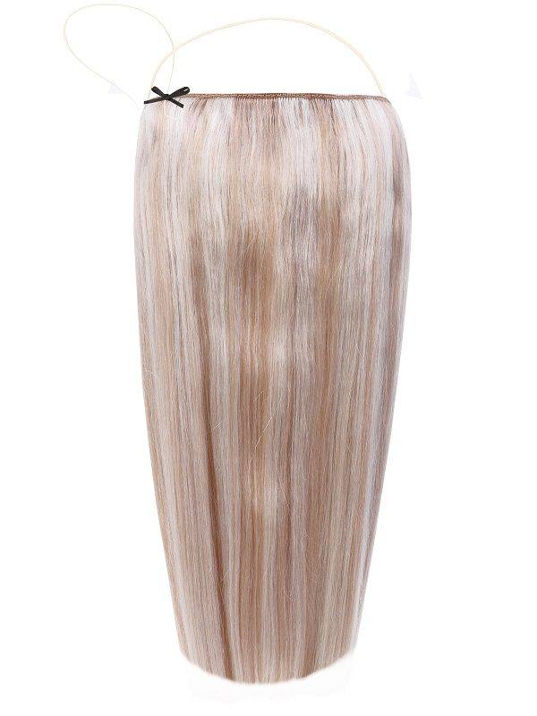 Deluxe Halo Hair Extensions mixed #17 ash blonde with adjustable clear wire and natural finish