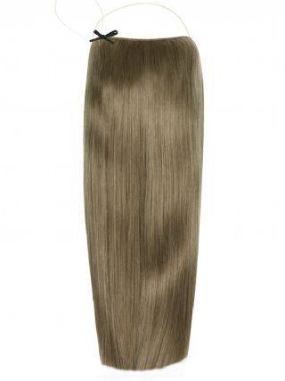 Deluxe Halo Ash Brown #11 hair extensions with adjustable clear wire and natural finish