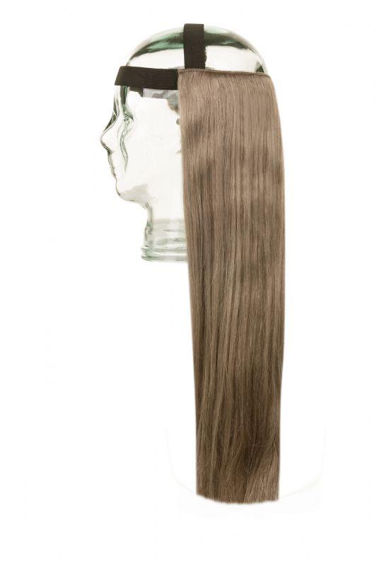 Halo HeadBand Hair Extensions Ash Brown #11 100% Indian Human Remy Hair with black elastic band