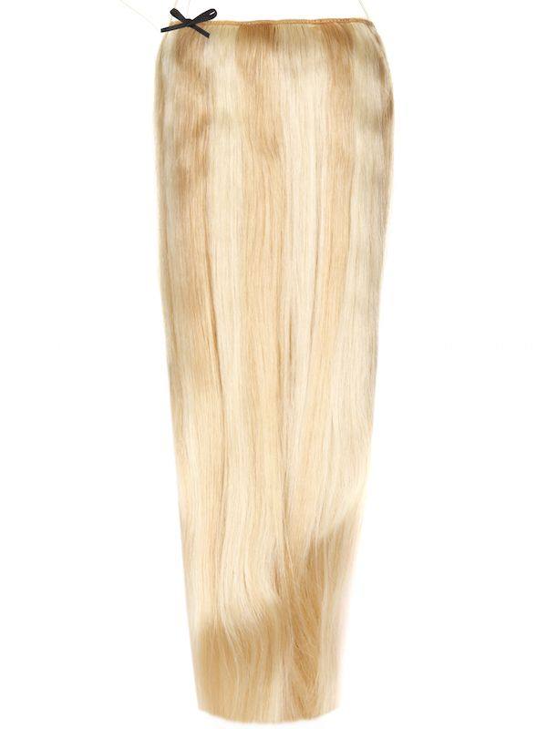Deluxe Halo Mixed #20/60 hair extensions with adjustable clear wire and natural finish