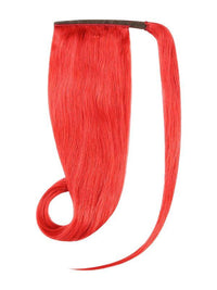 Red ponytail hair extensions made from 100% Indian human Remy hair, available in 20" and 24" lengths.