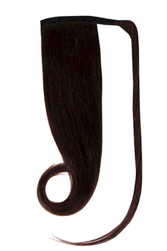 Dark brown #2 ponytail hair extension made from 100% Indian human Remy hair, 20 to 24 inches long