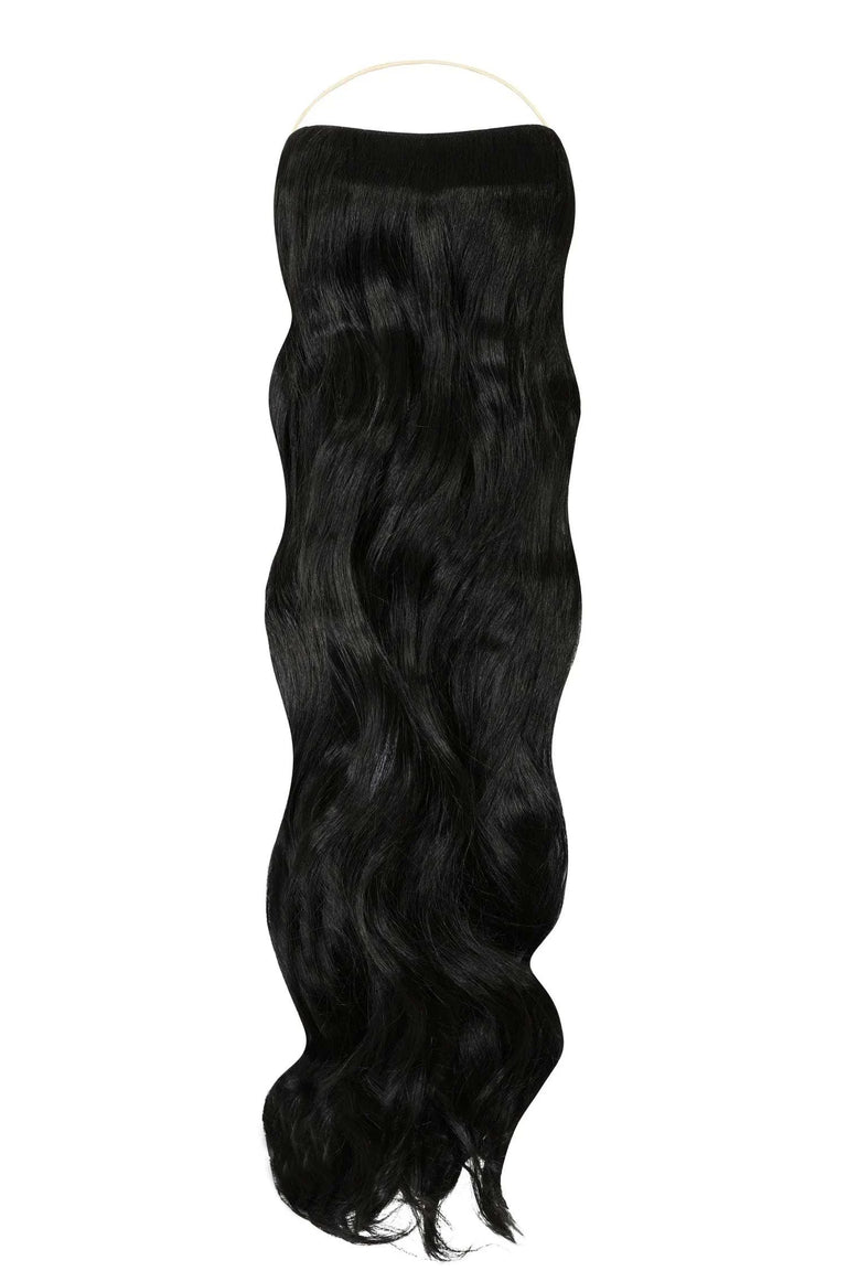 Curly Syn Halo hair extensions made from premium Kanekalon with natural look and lightweight volume