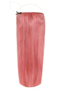 Close-up of candyfloss pink Halo Hair Extensions with adjustable clear wire for thin hair, no clips or damage