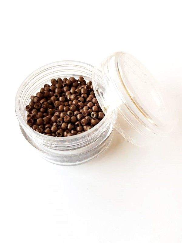 100 Dark Brown Nano Rings silicone-lined beads for hair extensions