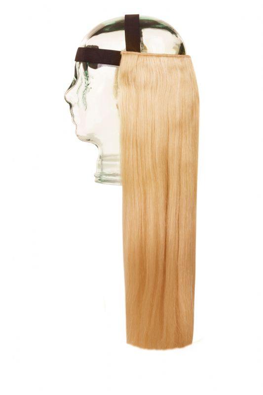 Halo HeadBand Hair Extensions Swedish Blonde #20 with 100% Indian Human Remy Hair and black elastic band