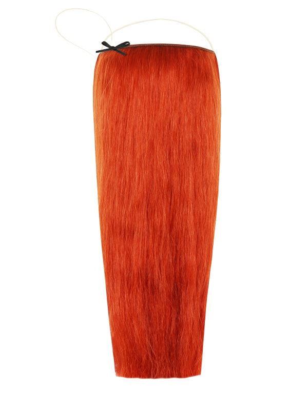 Deluxe Halo Copper #29 hair extensions in vibrant copper with adjustable clear wire and no-damage design