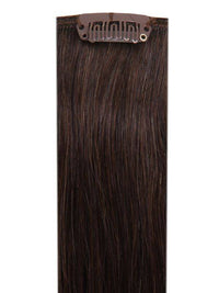 Full head clip-in dark brown #2 hair extensions with 14 clips and 8 pieces, 100% Indian Remy human hair