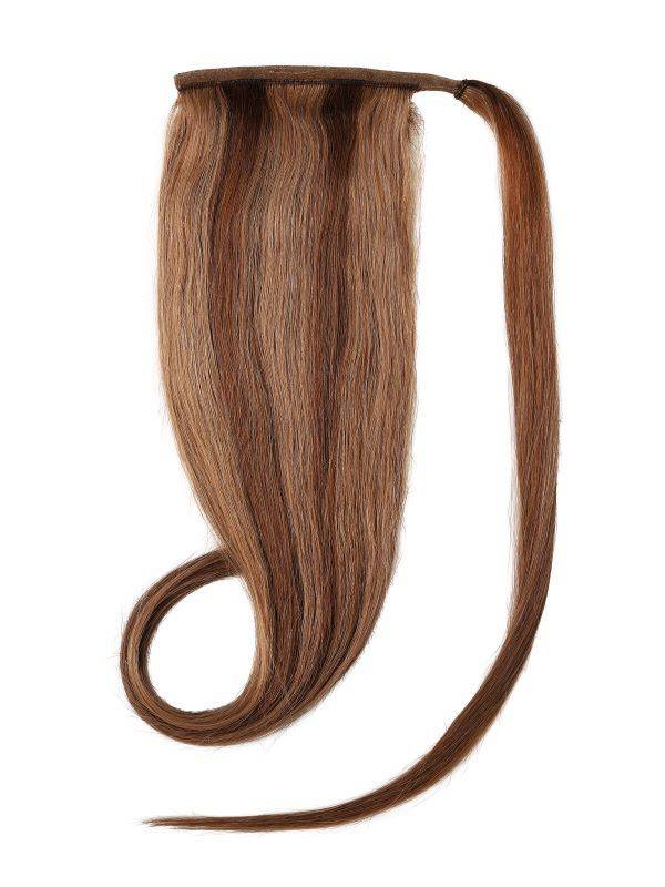 Ponytail hair extensions mixed #4/8 Indian Remy hair 20 to 24 inches length with secure velcro and comb attachment