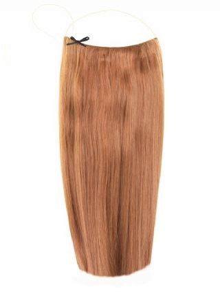 The Halo Chestnut #8 Hair Extensions with adjustable clear wire and no clips, available in multiple lengths