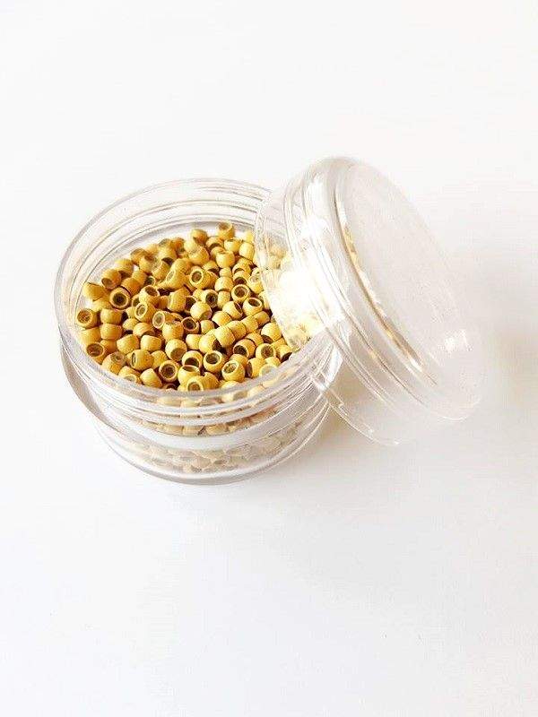 100 Blonde Nano Rings silicone-lined beads for hair extensions