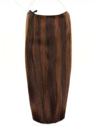 Premium Halo Hair Extensions Mixed #2/4 with adjustable clear wire and no-damage design