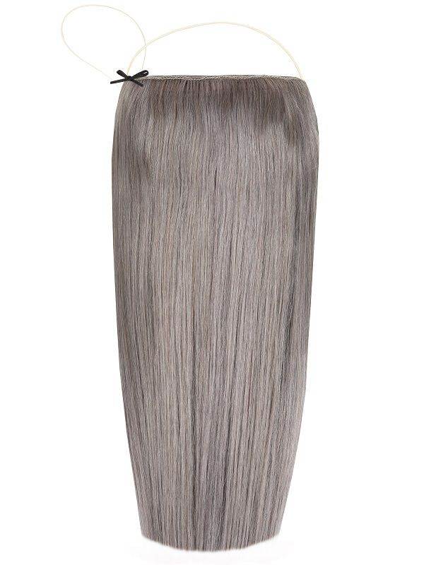 The Halo Grey Hair Extensions with adjustable clear wire for natural, damage-free volume in fine hair