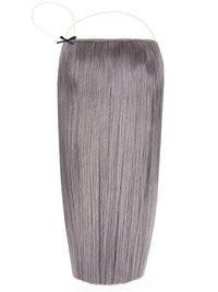 Deluxe Halo grey hair extensions with adjustable clear wire and no damage to natural hair
