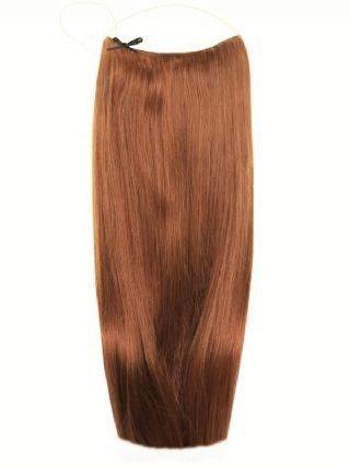 Deluxe Halo Hair Extensions light brown #6 with adjustable clear wire and no-damage design