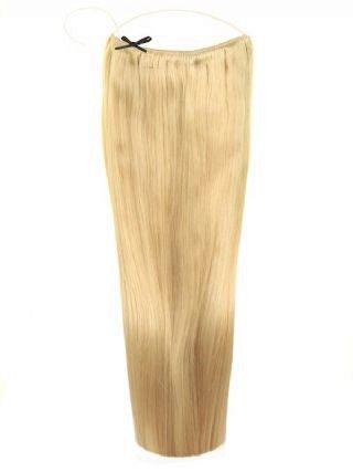 Deluxe Halo Hair Extensions Golden Blonde #24 with adjustable clear wire and no damage design